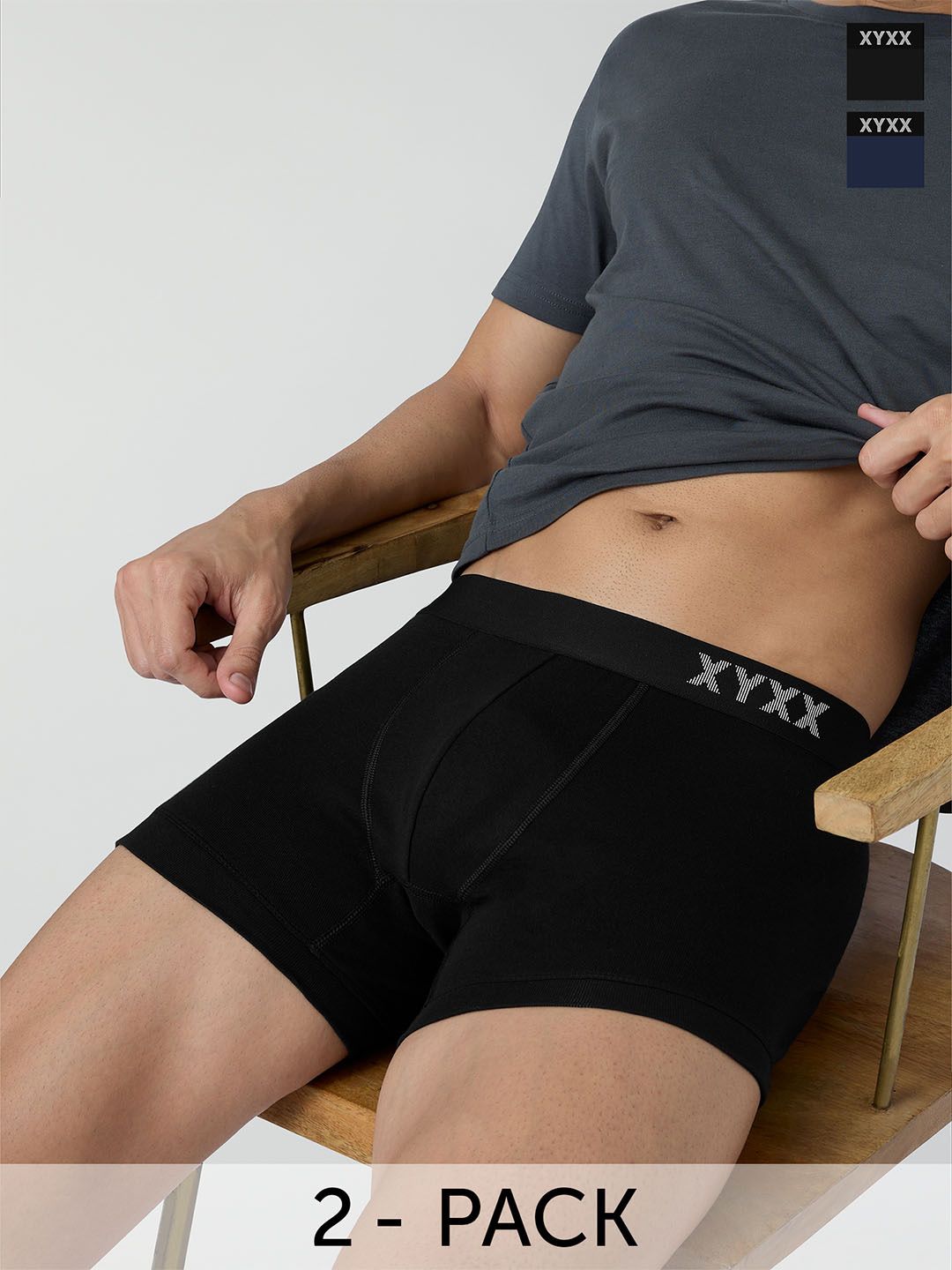 XYXX Men Solid Pack of 2 Combed Cotton Pace Trunk