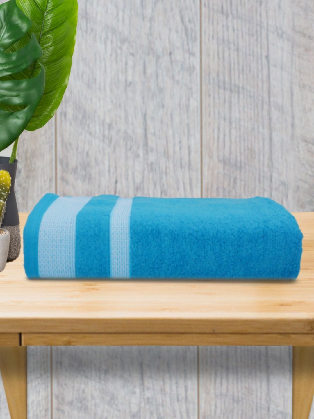 Aura Blue & White Striped Cotton 400 GSM Bath Towel