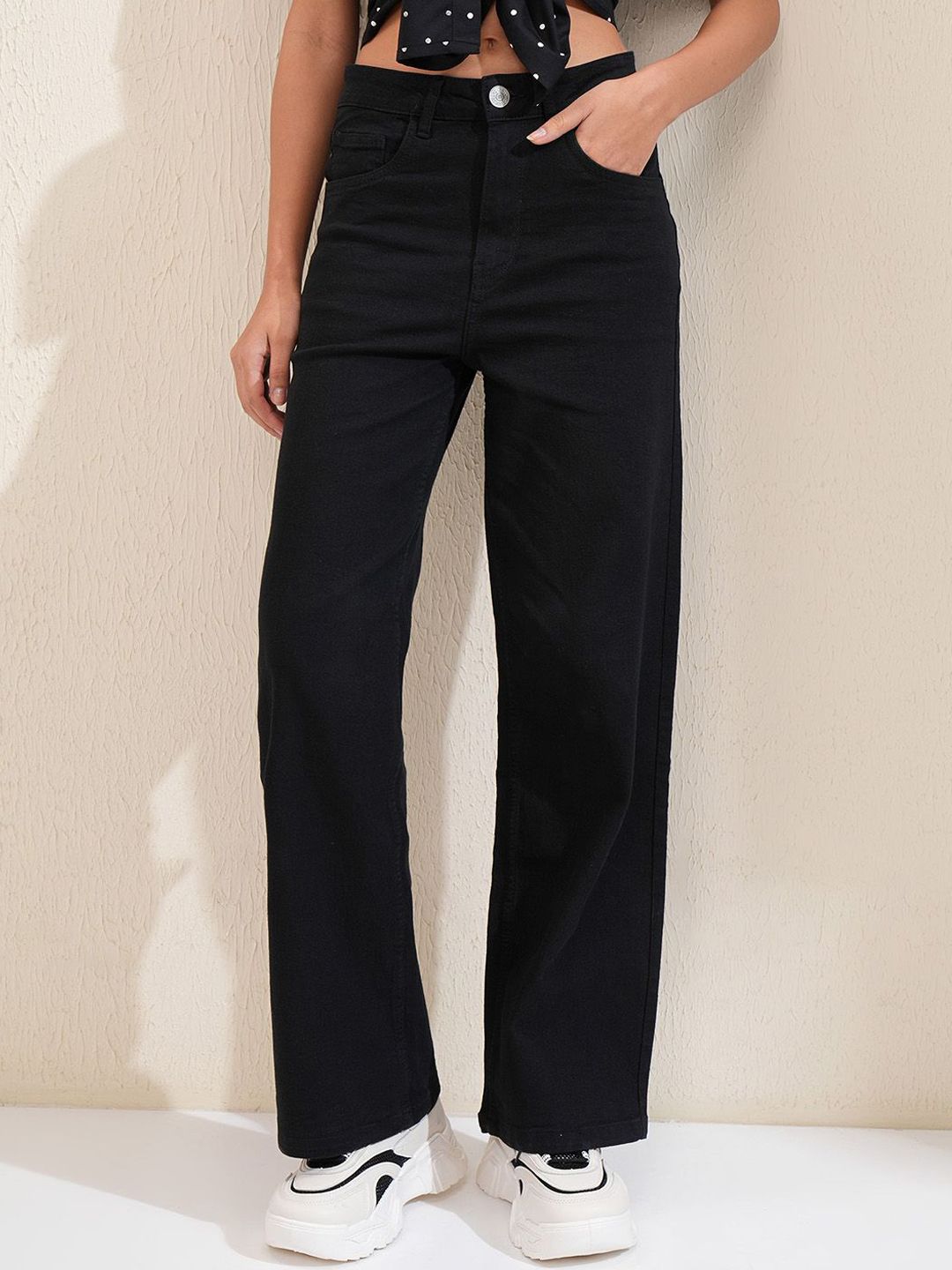 Women Wide Leg Jeans Tokyo Talkies Women Wide Leg Mid-Rise Stretchable Jeans