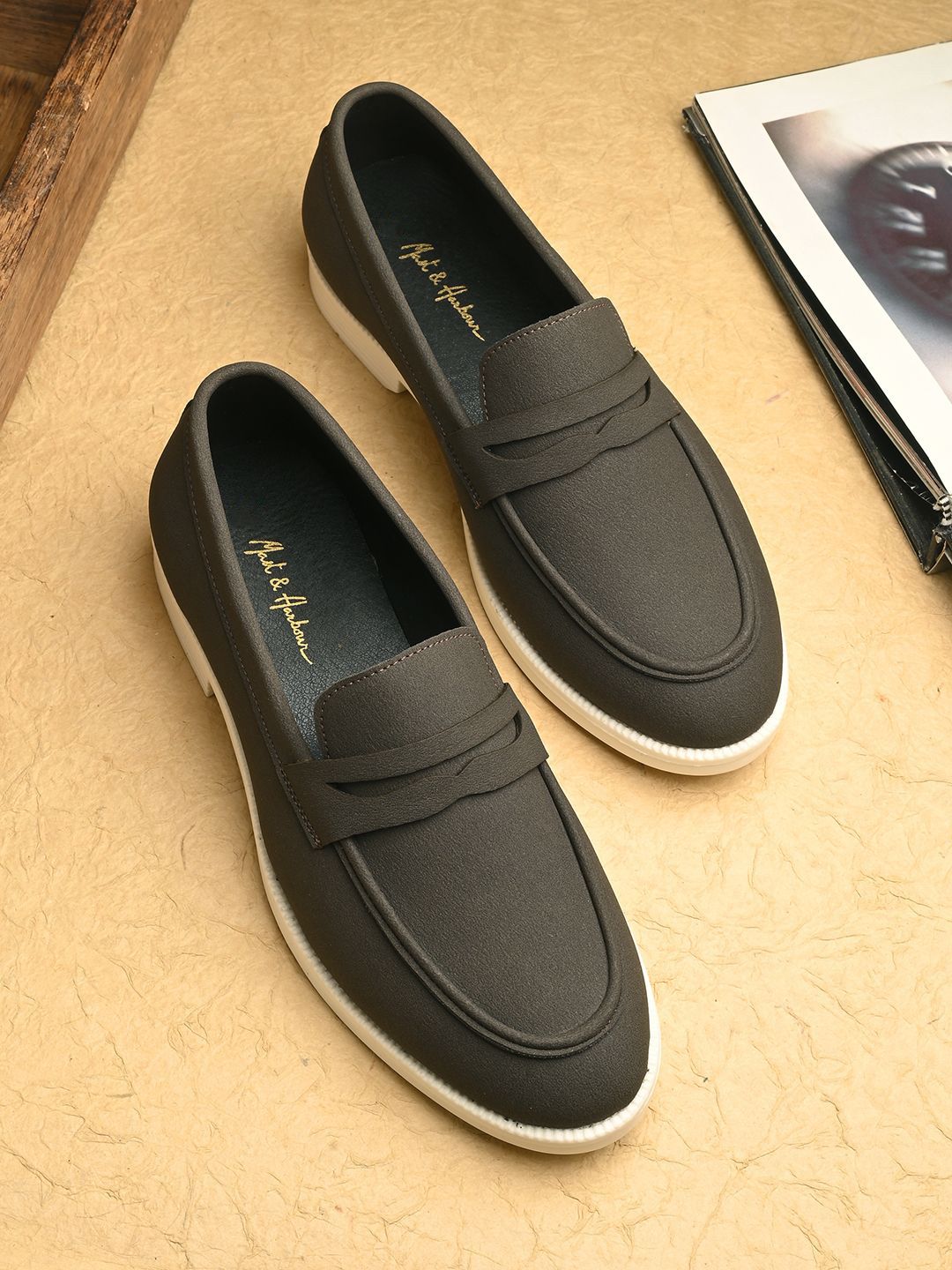 Mast & Harbour Men Suede Penny Loafers