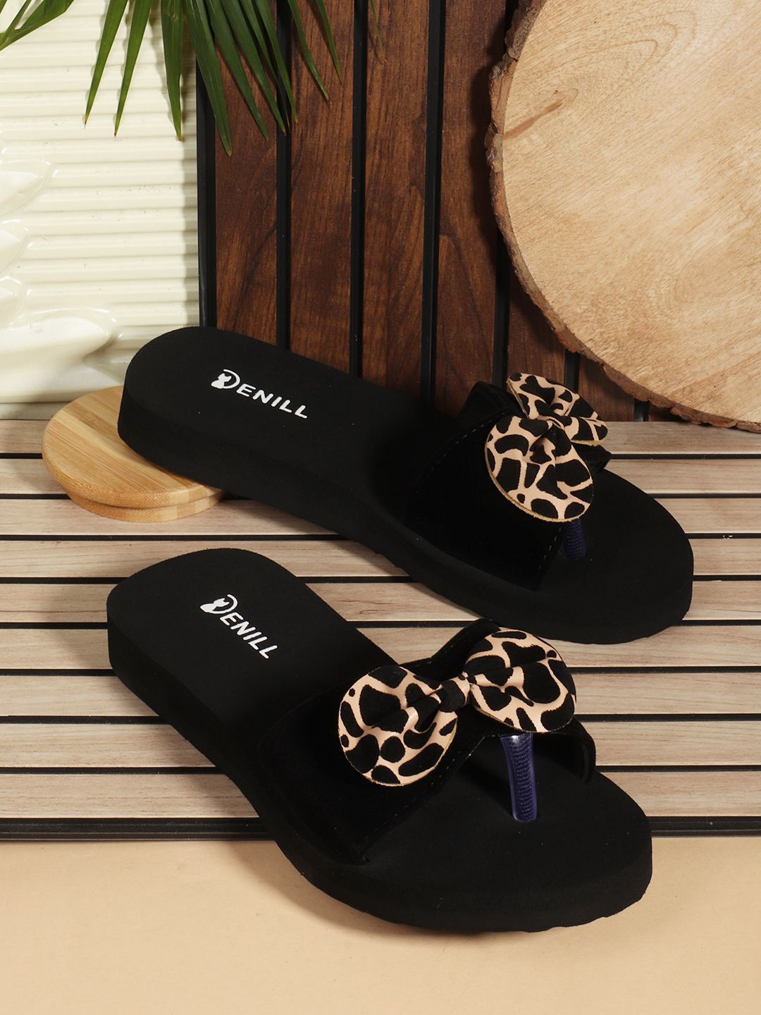 Denill Women Velvet Open Toe Flats With Bow