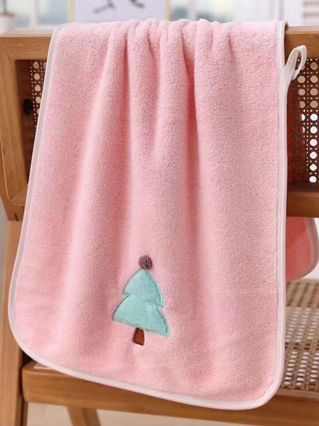 Butterthief Kids Pink Embroided Cotton 350 GSM Bath Towel