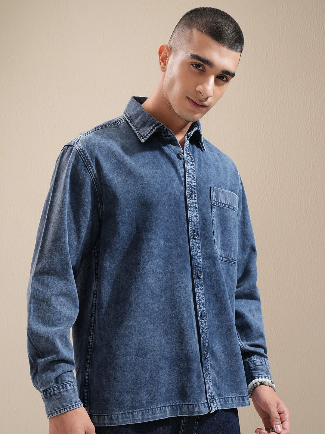 Buy HIGHLANDER Men Denim Patch Pocket Oversized Shirt - Shirts for