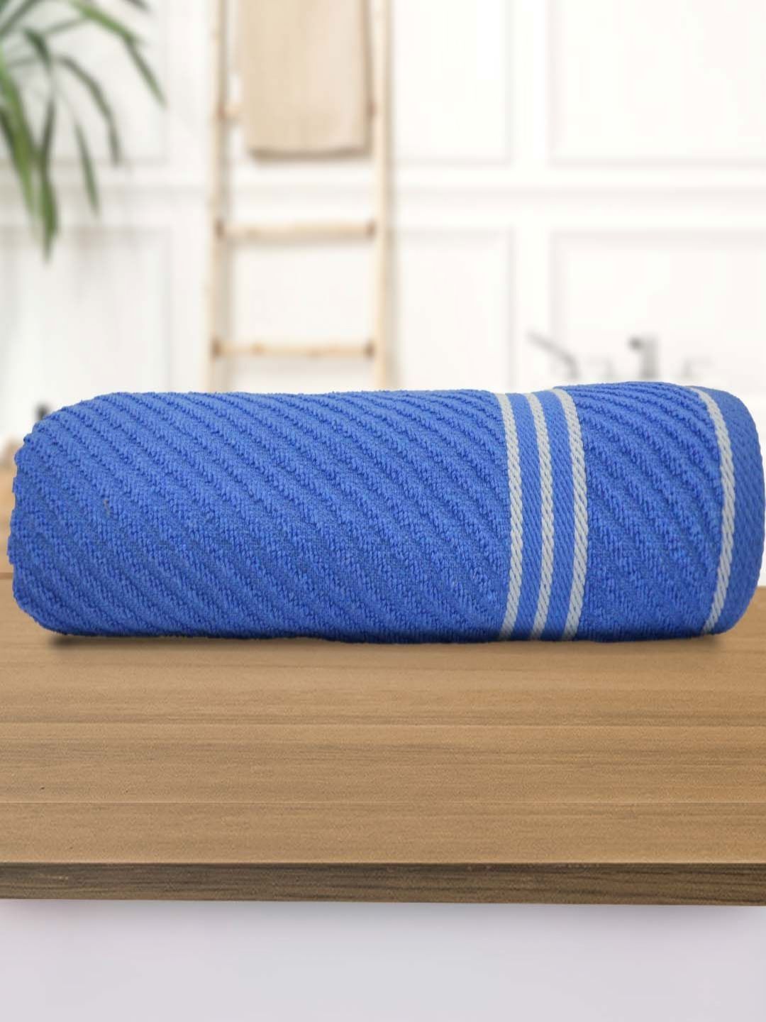 Aura Blue & White Cotton 400 GSM Bath Towel
