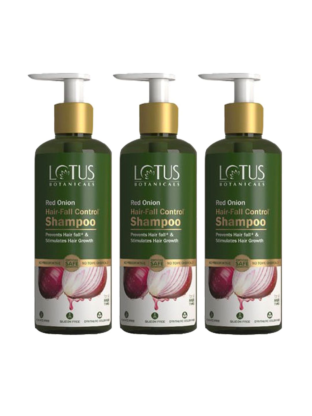 Lotus Botanicals Set Of 3 Red Onion Hair Fall Control Shampoo-300ml Each