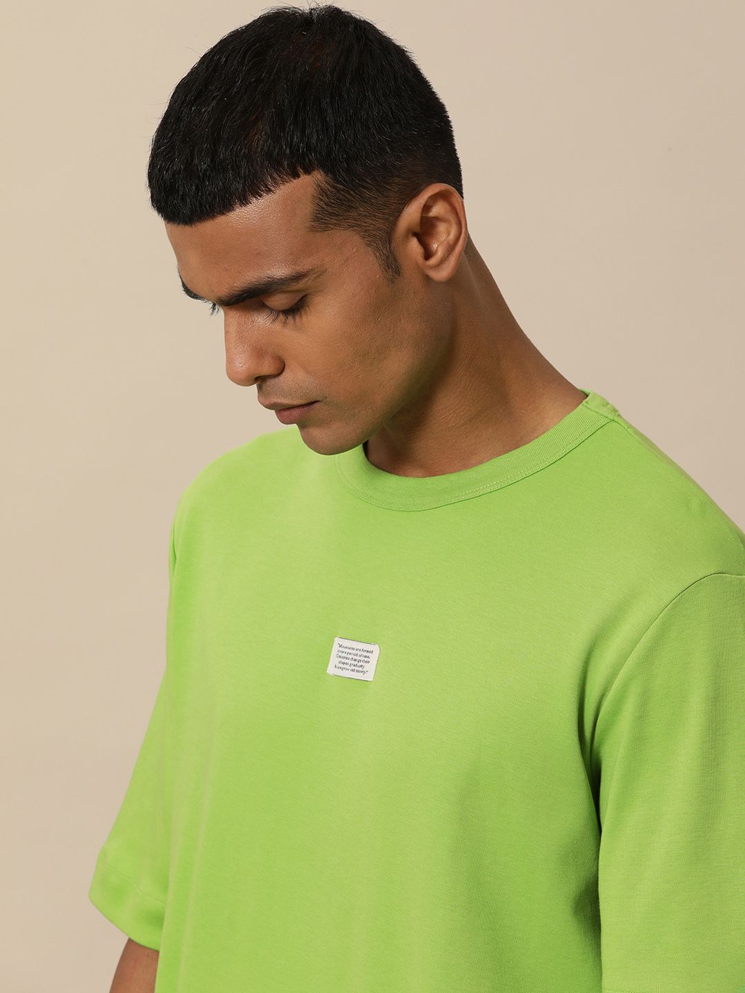 Mr Bowerbird Men Green Cotton Philosophy Oversized T-shirt