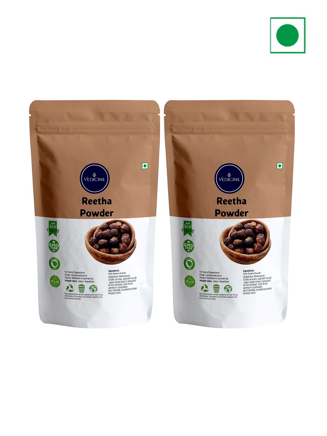 VEDICINE Set Of 2 Reetha Powder- 100 g Each