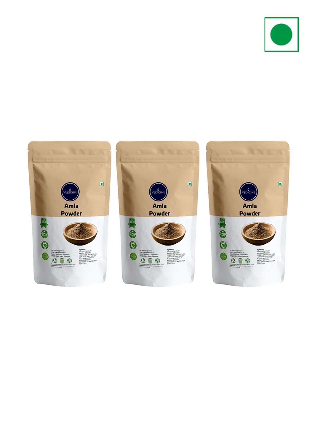 VEDICINE Set Of 3 Amla Powder Hair Pack-100 g Each