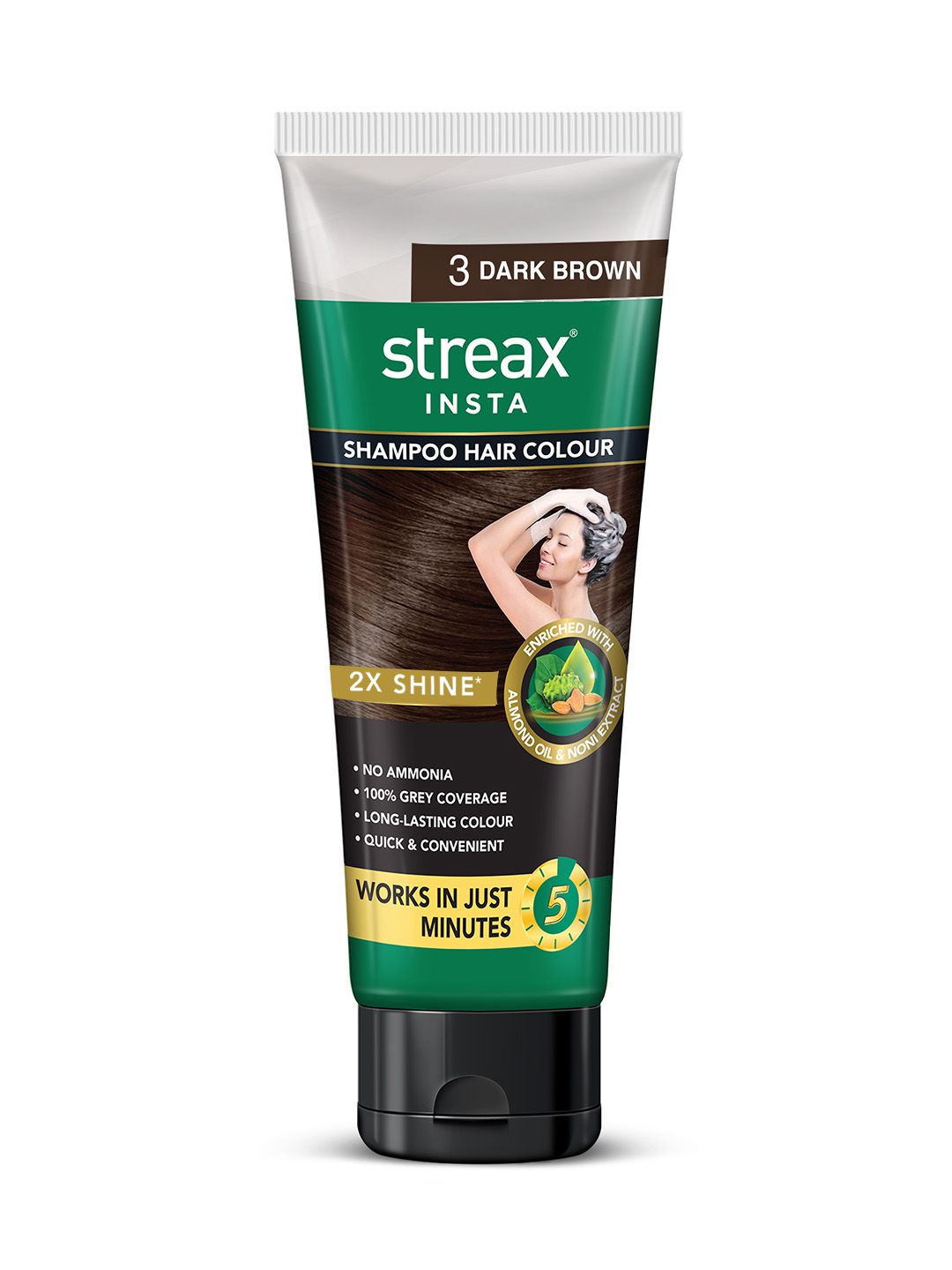 Streax Insta Shampoo Hair Colour 200ml - Dark Brown 3