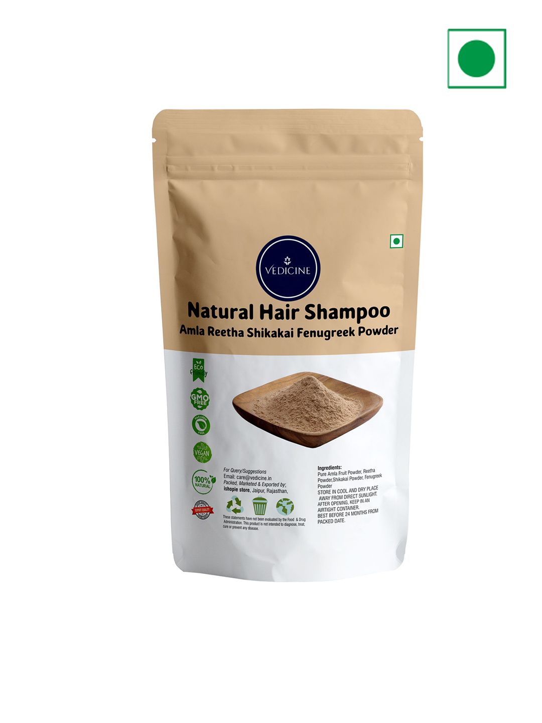 VEDICINE Herbal Hair Shampoo With Amla Reetha Shikakai Fenugreek Powder -150 g