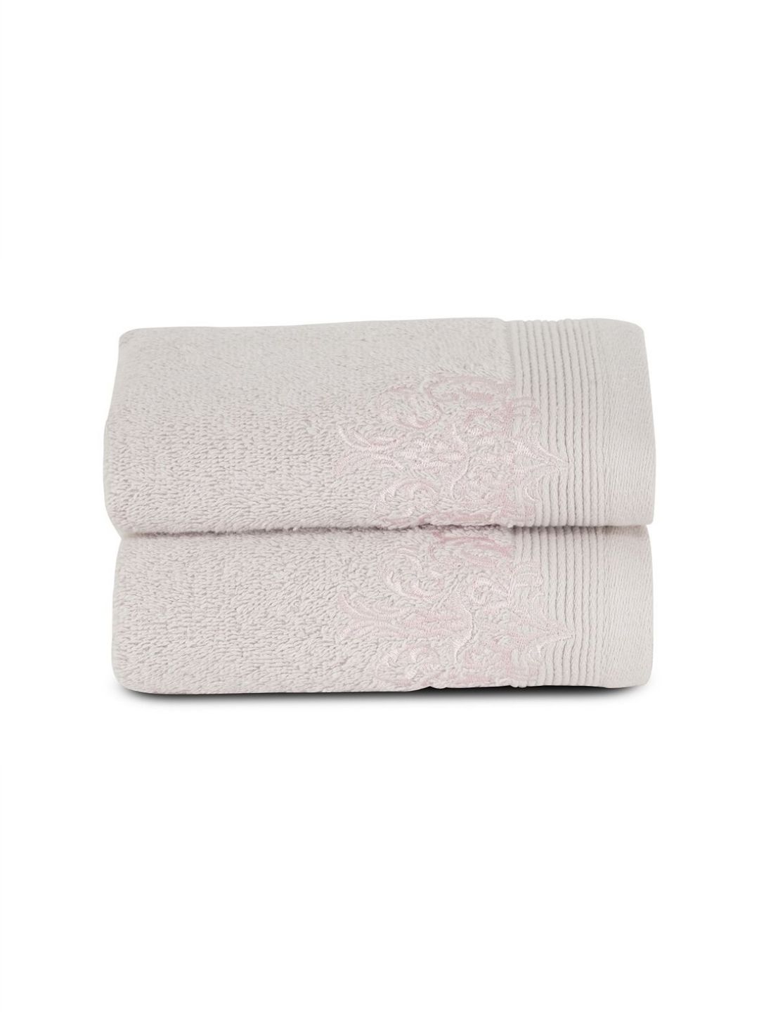 MASPAR Acanthus Serenity Pink 2 Pieces Self Design Cotton 550 GSM Hand Towels