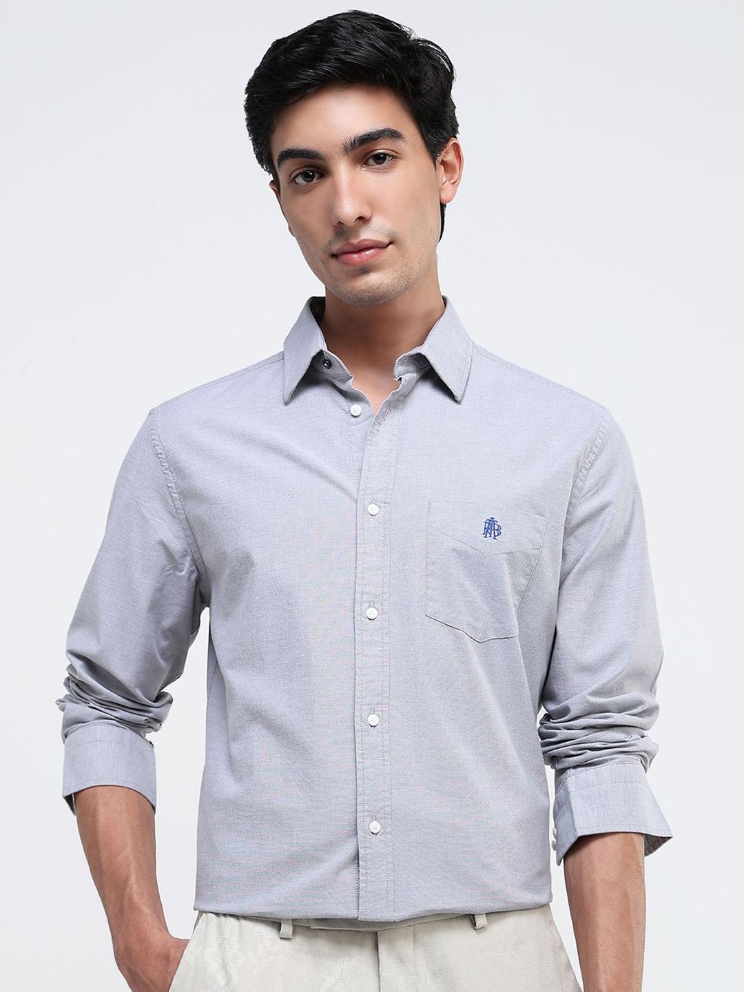 Buy RARE RABBIT Men Button-Down Collar Solid Cotton Formal Regular