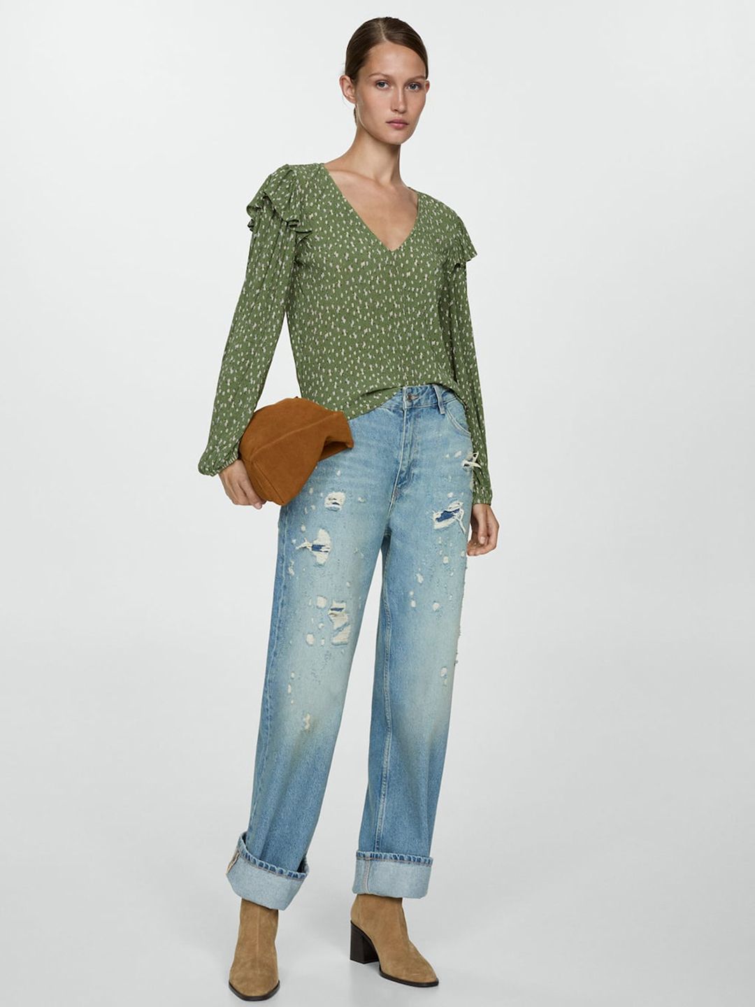 Ruffles Ditsy Printed Textured Top