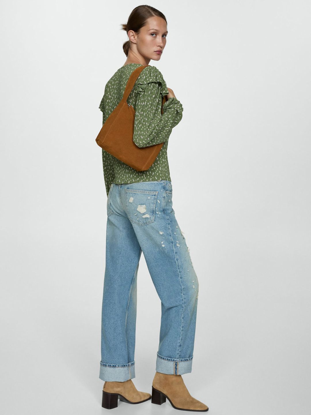 Ruffles Ditsy Printed Textured Top