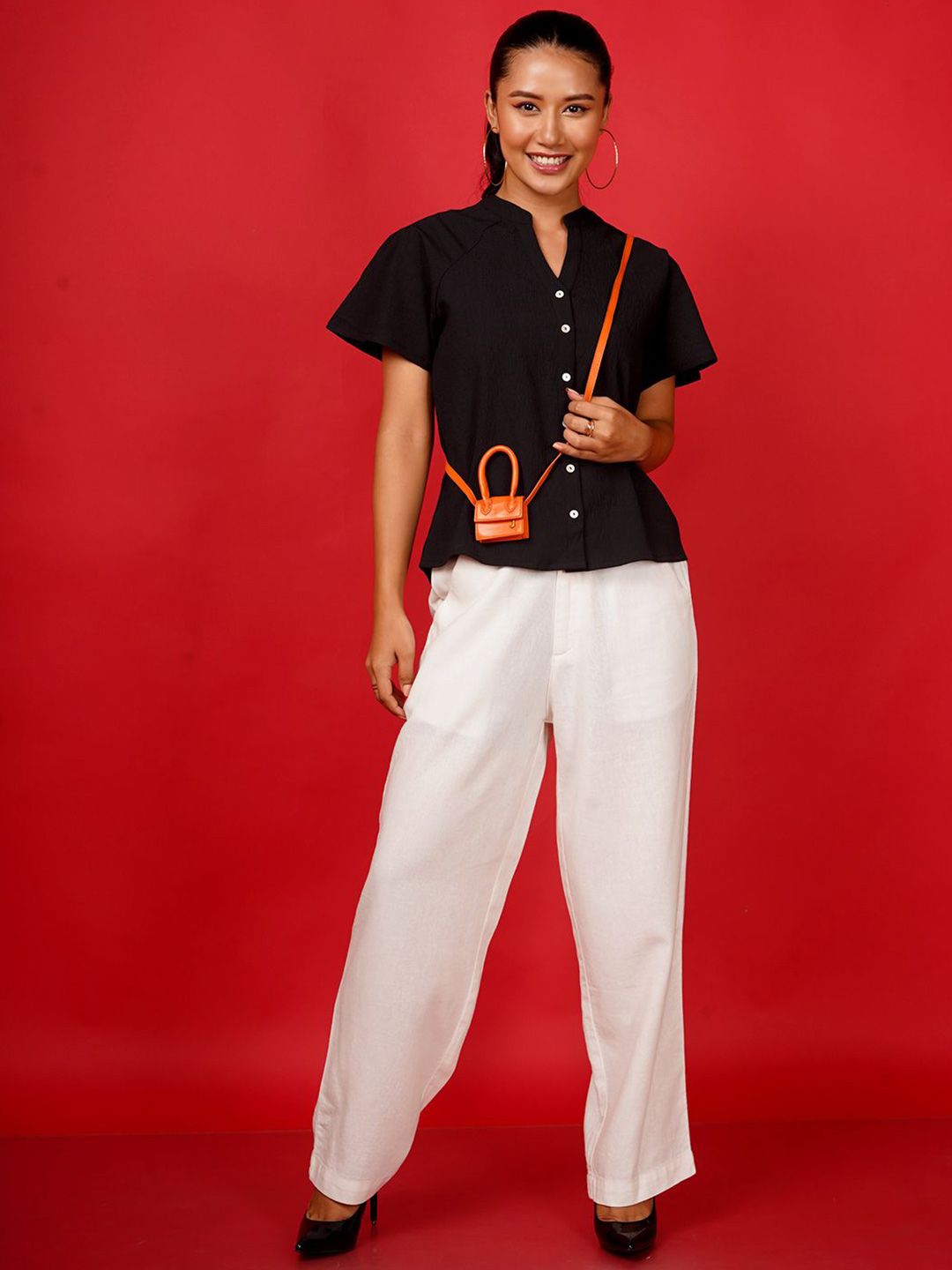 Zink Studio Zink Studio Mandarin Collar Top