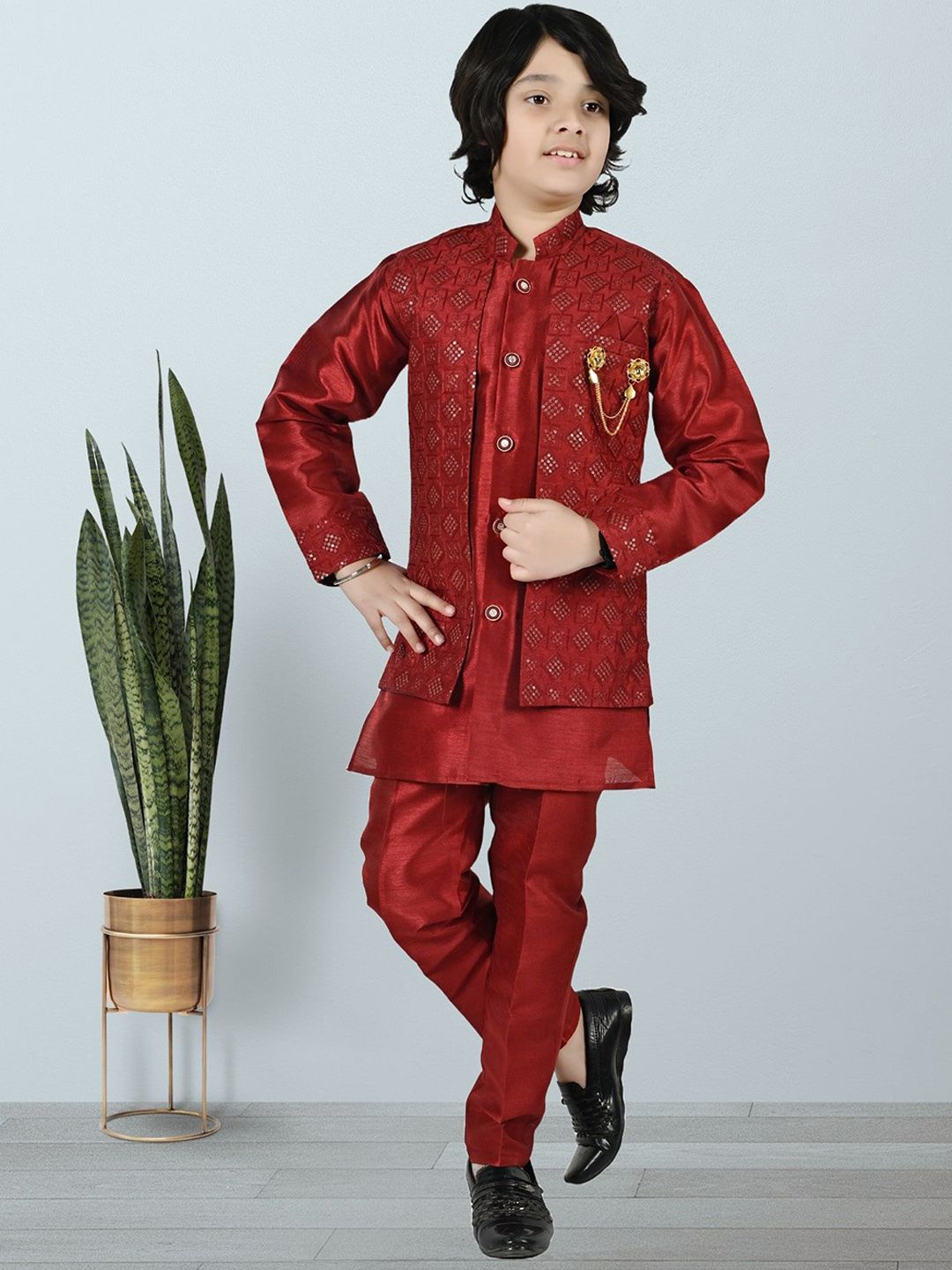 BAESD Boys Self-Designed Sherwani With Trousers Set