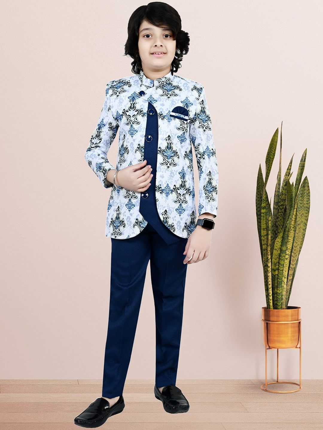 BAESD Boys Ethnic Printed Sherwani Set