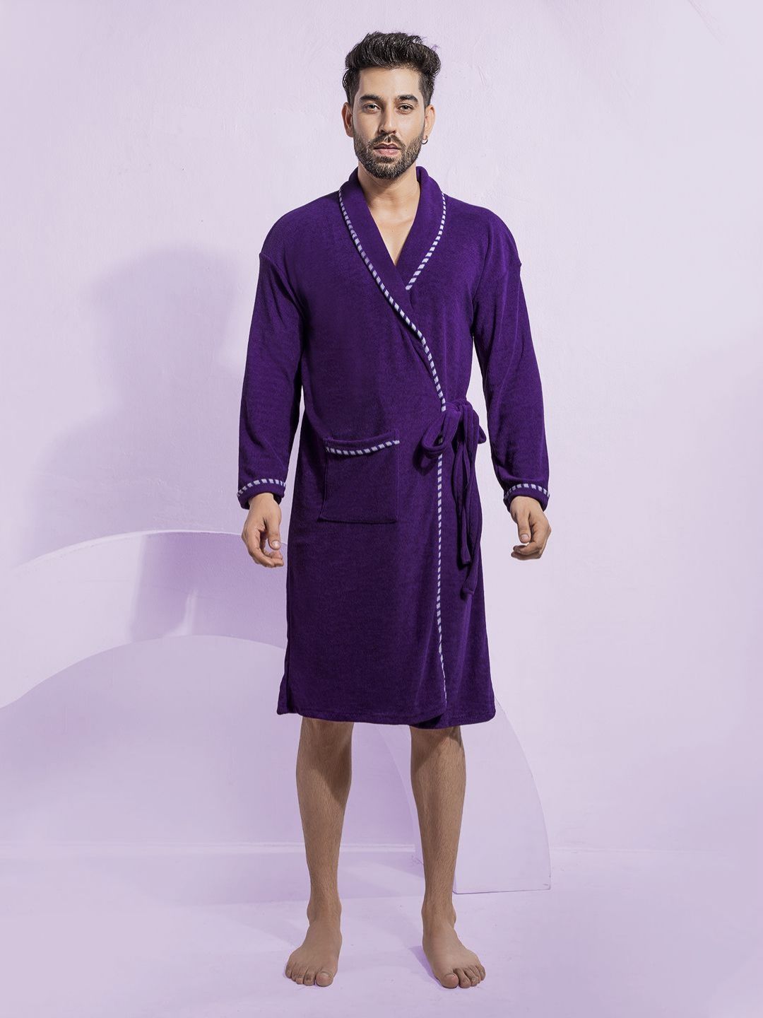 HotGown Purple Shawl Collar Bath Robe