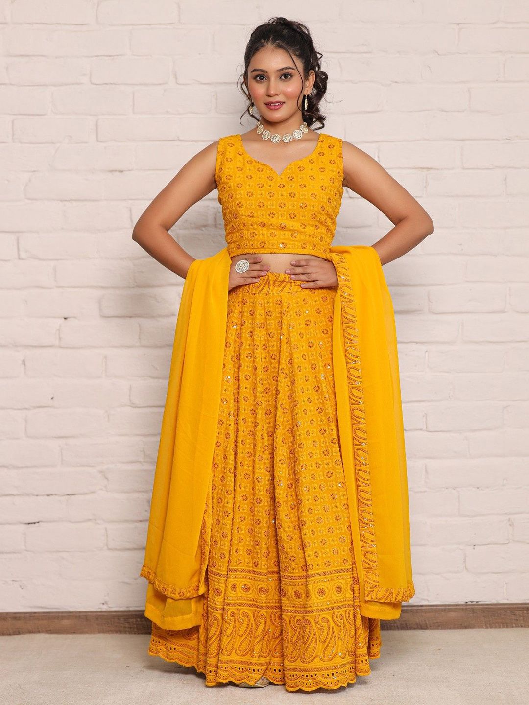 Futra Gabha Embroidered Sequinned Ready to Wear Lehenga & Blouse With Dupatta