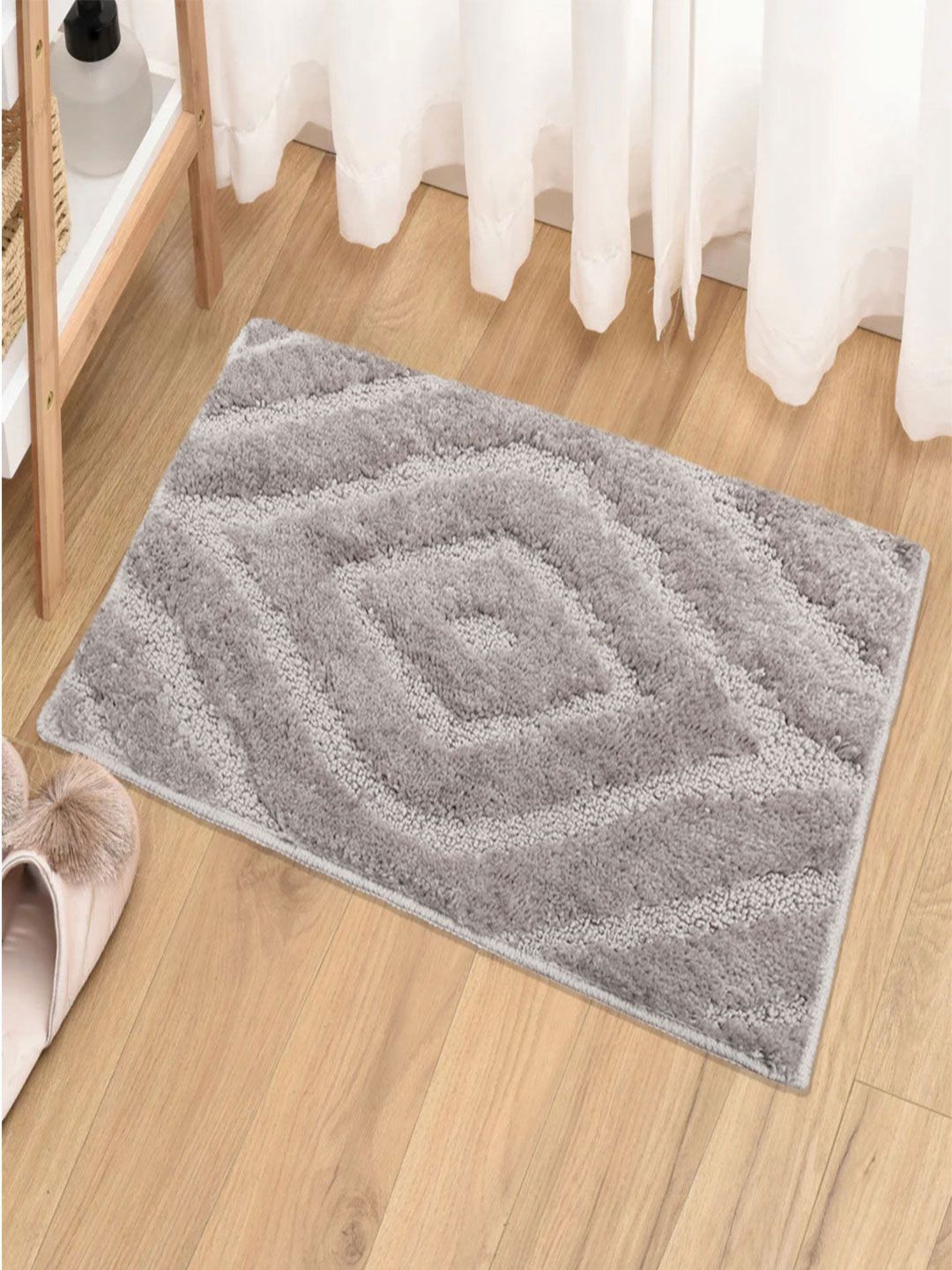 LUXEHOME INTERNATIONAL Grey Textured 1800 GSM Bath Rug