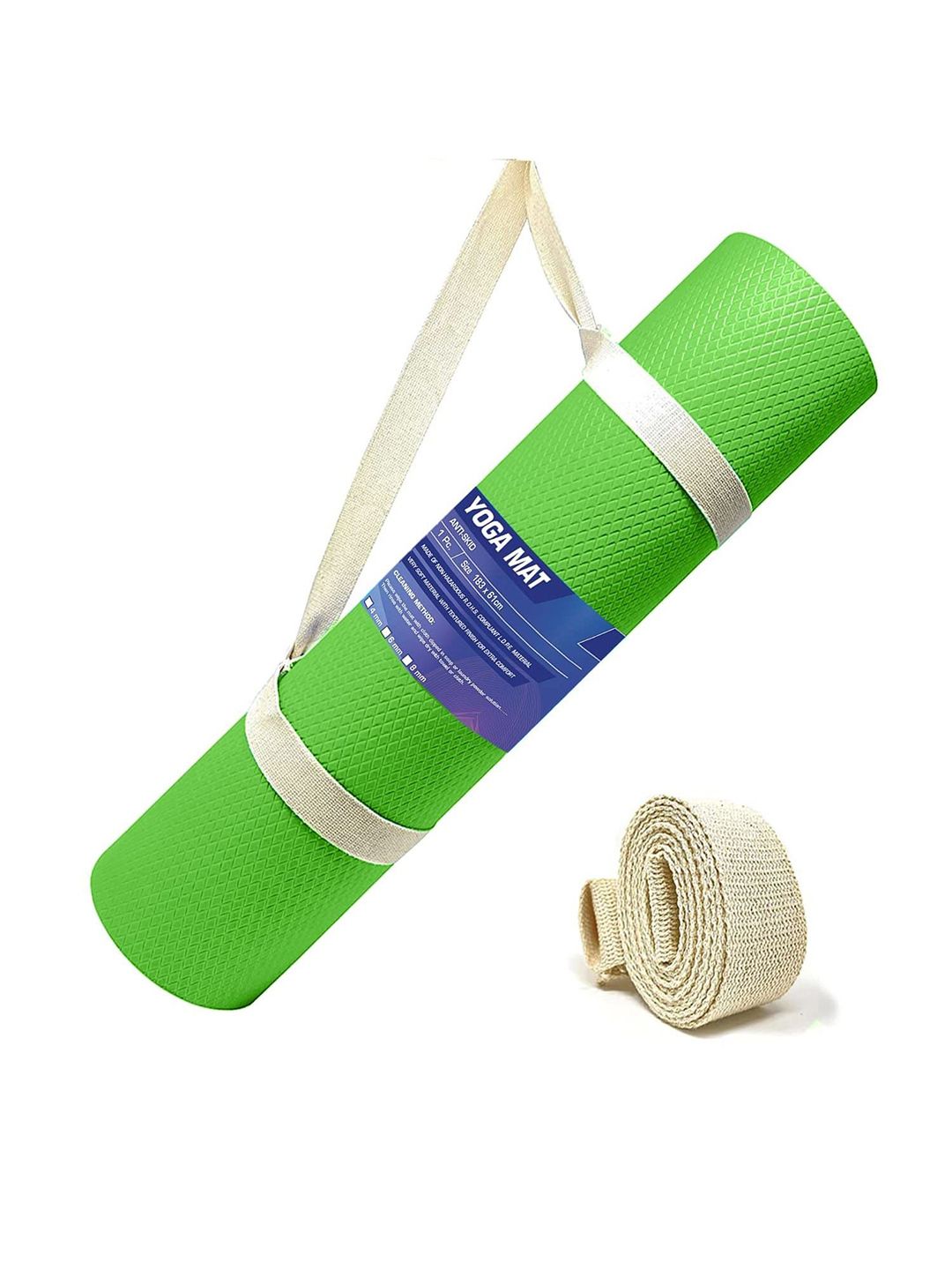 STRAUSS STRAUSS Green Anti-Skid Yoga Mats With Carry Strap