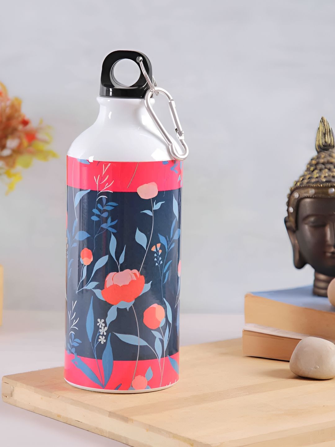 PENTADECO White Floral Aluminium Single Wall Vacuum Sipper - 600ml