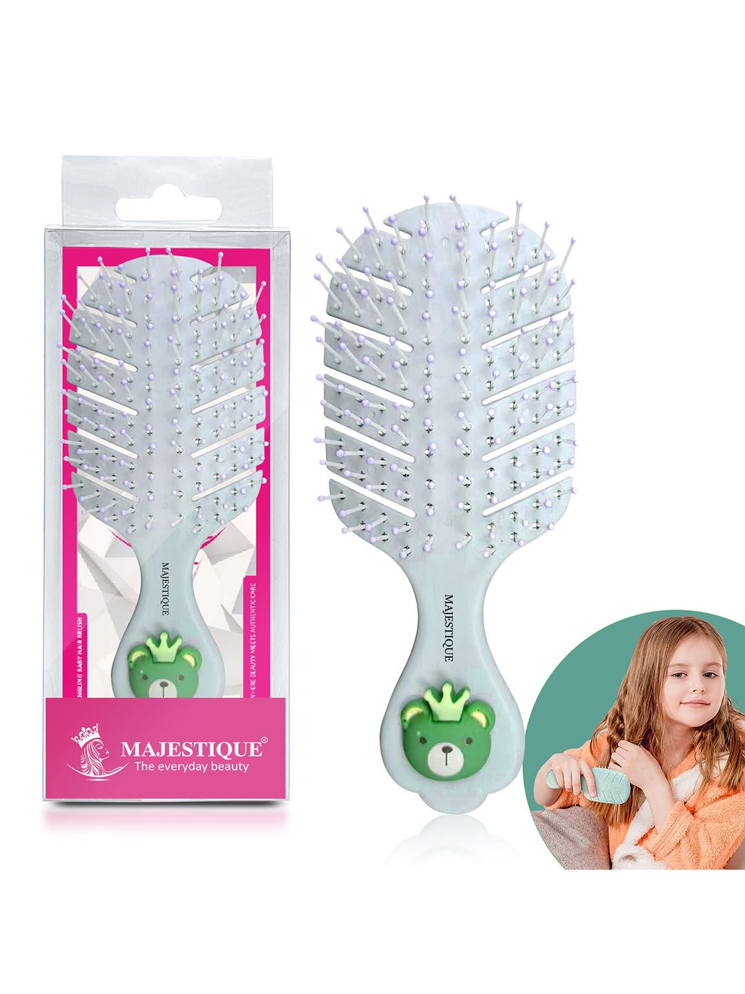 MAJESTIQUE Travel Detangling Hair Brush - Green