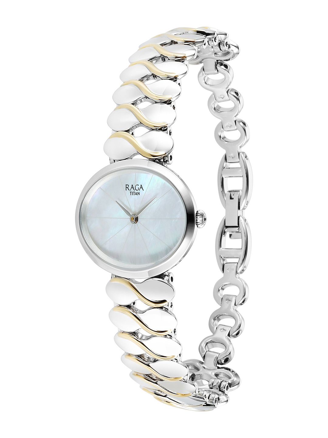 Raga Silver Quartz Analog White Mother Of Pearl Dial Watch For - Nt95219vm01