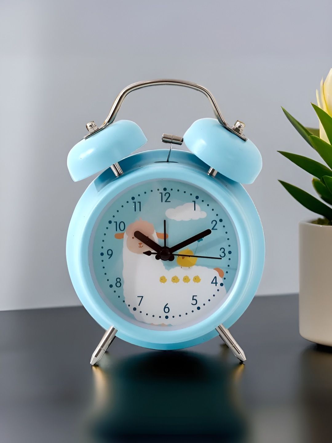 UMAI Blue & White Printed Traditional Alarm Clock