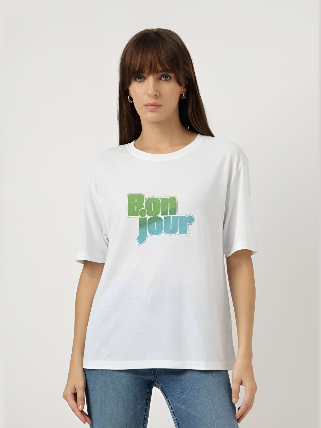 Marks & Spencer Women Typography Printed Round Neck Oversized T-Shirt