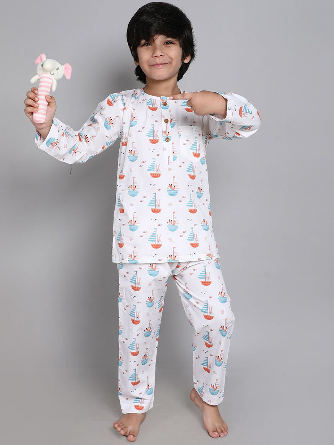 Little Clothings Unisex Kids pure cotton Printed Night suit