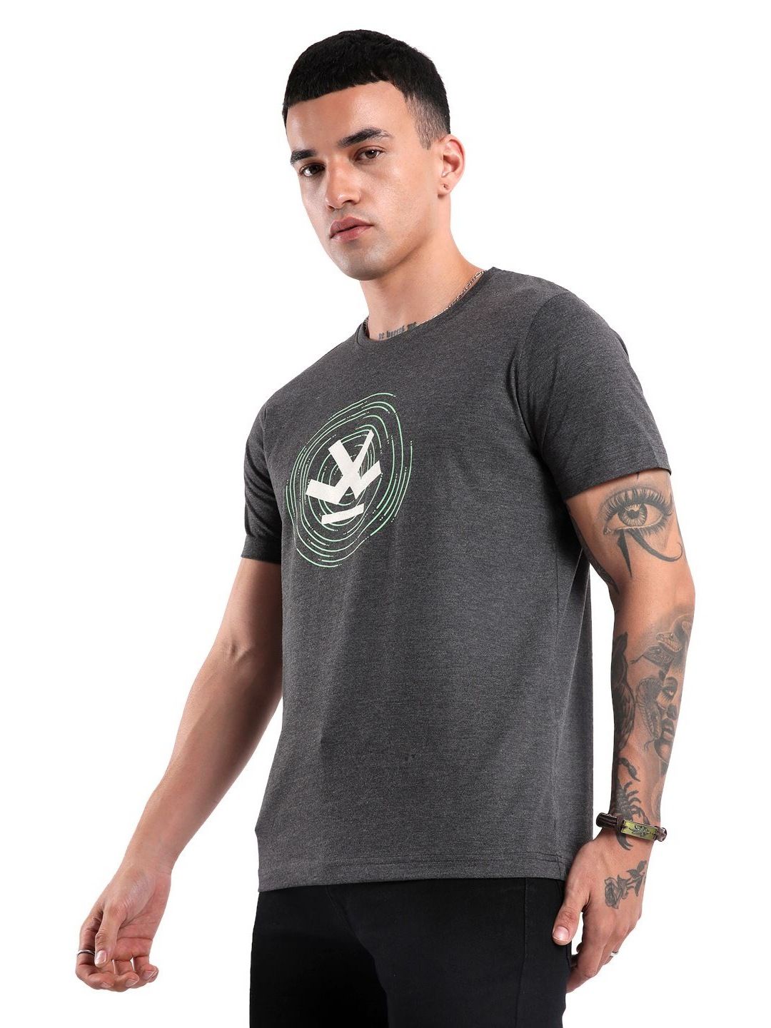 WROGN Men Graphic Printed Round Neck Cotton Slim Fit T-Shirt
