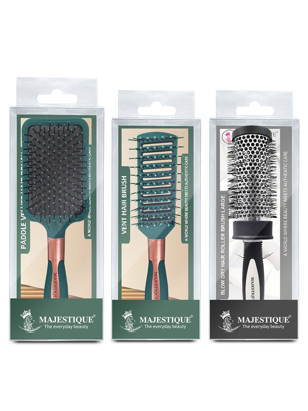 MAJESTIQUE Set of 3 Hair Brush Set