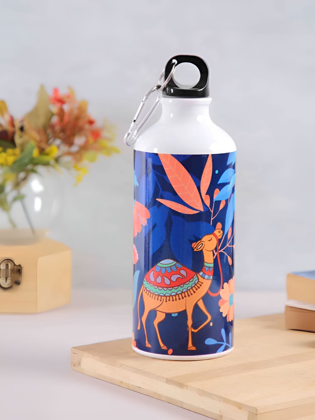 PENTADECO Blue Floral Aluminium Single Wall Vacuum Sipper - 600ml