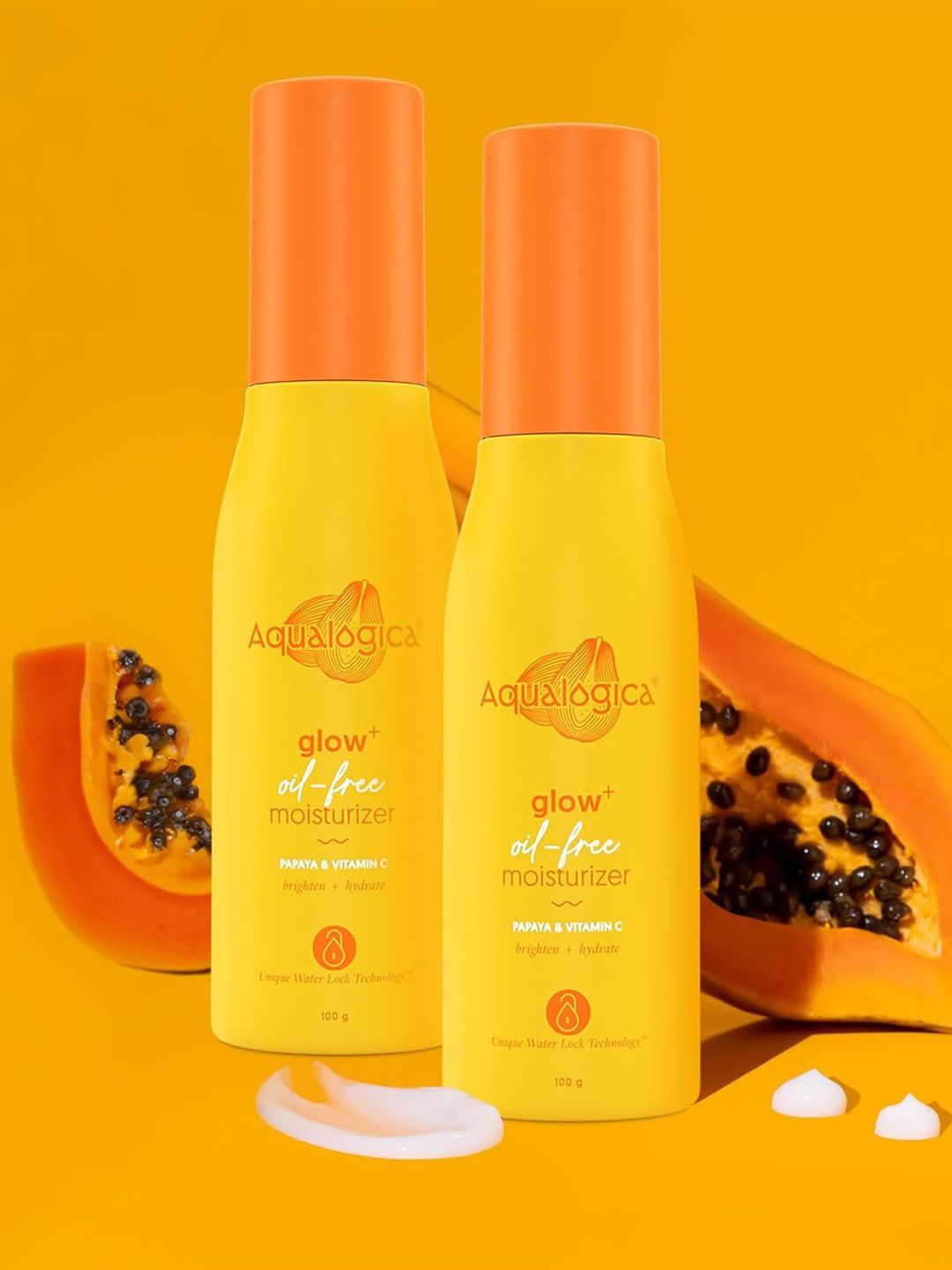 Aqualogica Set Of 2 Glow+ Oil Free Moisturizer With Papaya- 100g Each