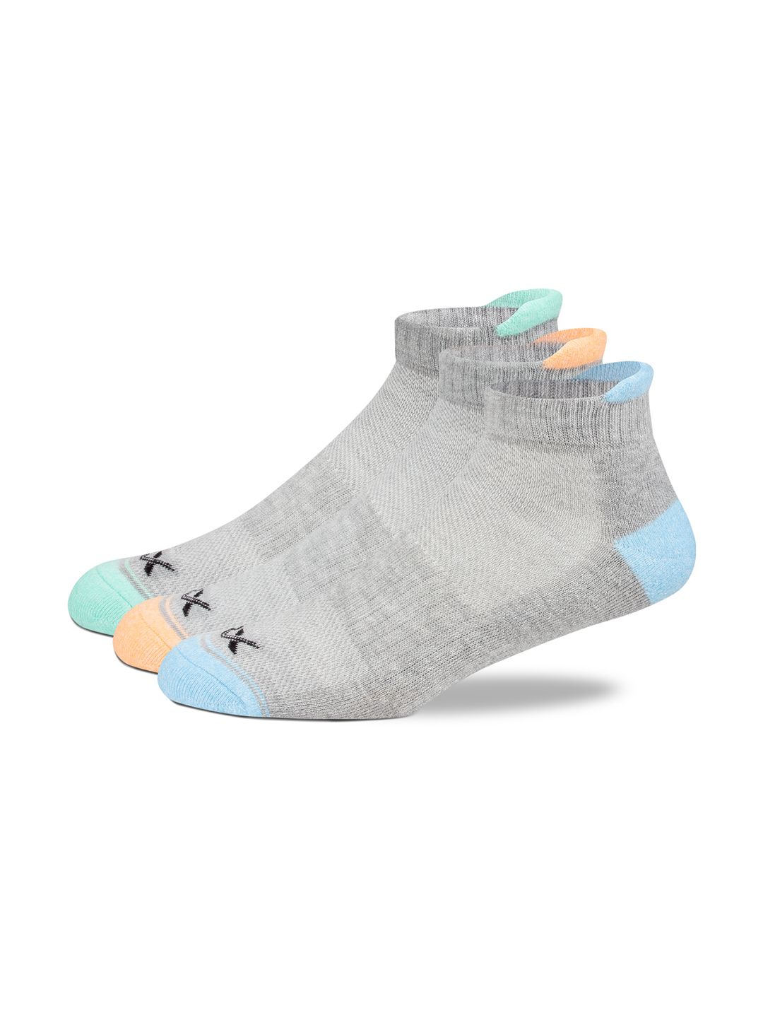 HRX by Hrithik Roshan Pack Of 3 Grey Patterned Ankle-Length Socks