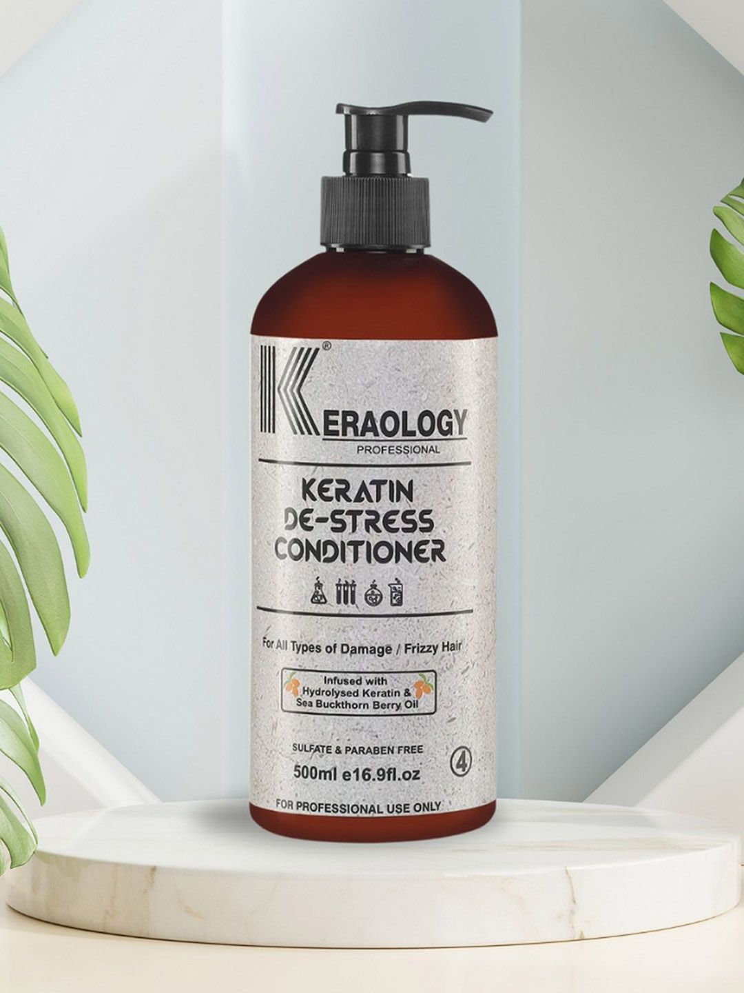 Keraology Professional Keratin De-Stress Conditioner For Smoother Hairs - 500ml