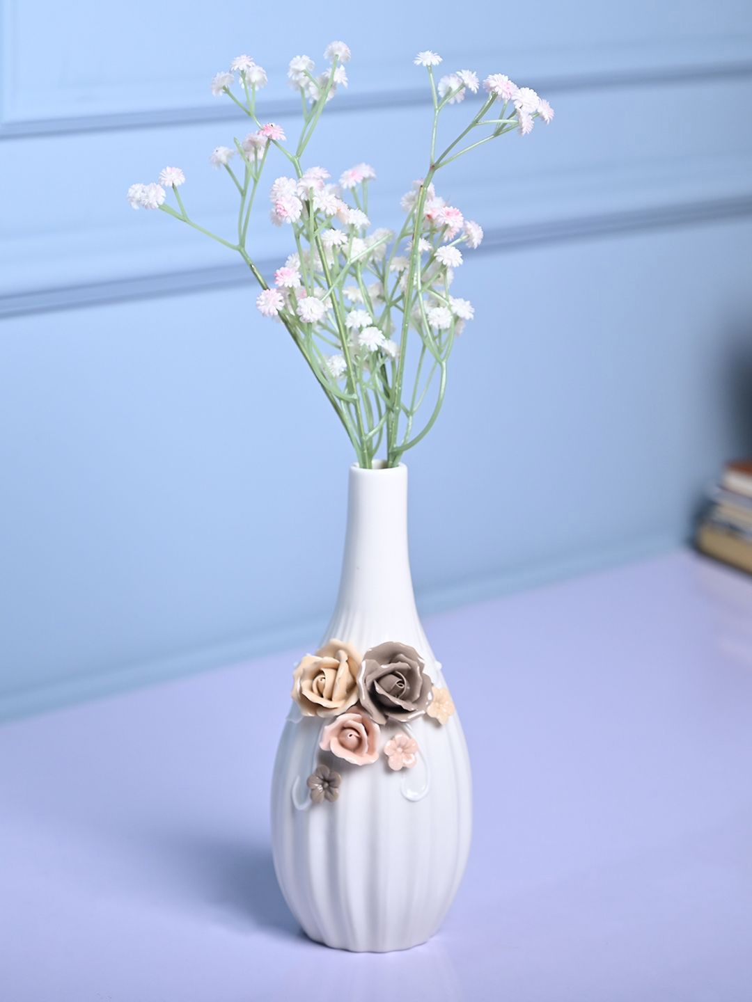 MARKET99 White Cylindrical Shaped Ceramic Vase