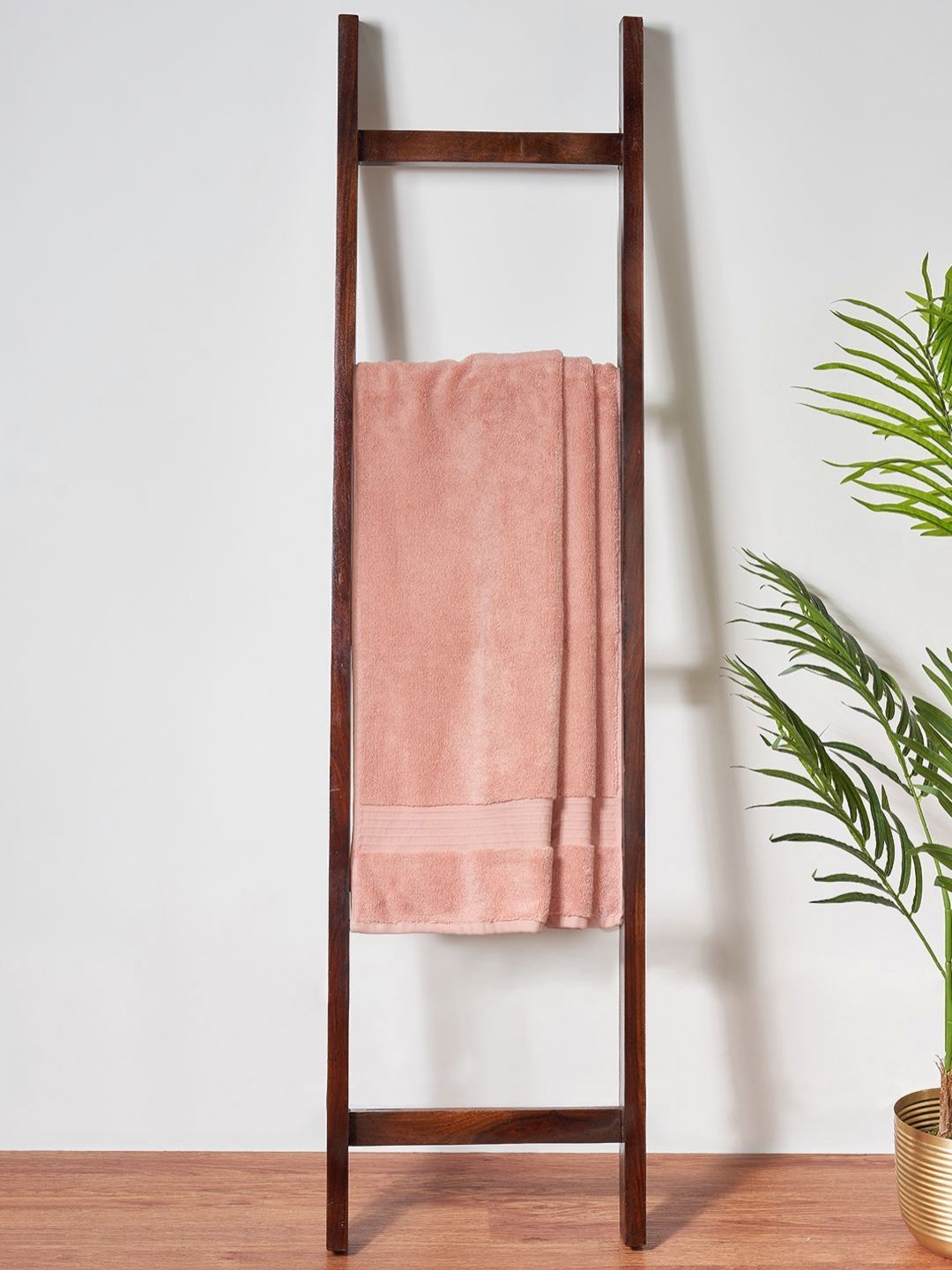 Living scapes by Pantaloons Peach-Coloured  Self Designed Cotton 550 GSM Bath Towel