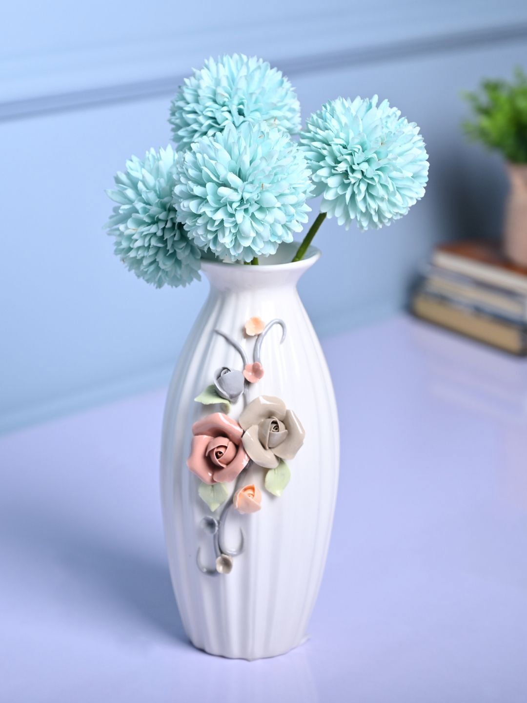 MARKET99 White Cylindrical Shaped Ceramic Vase