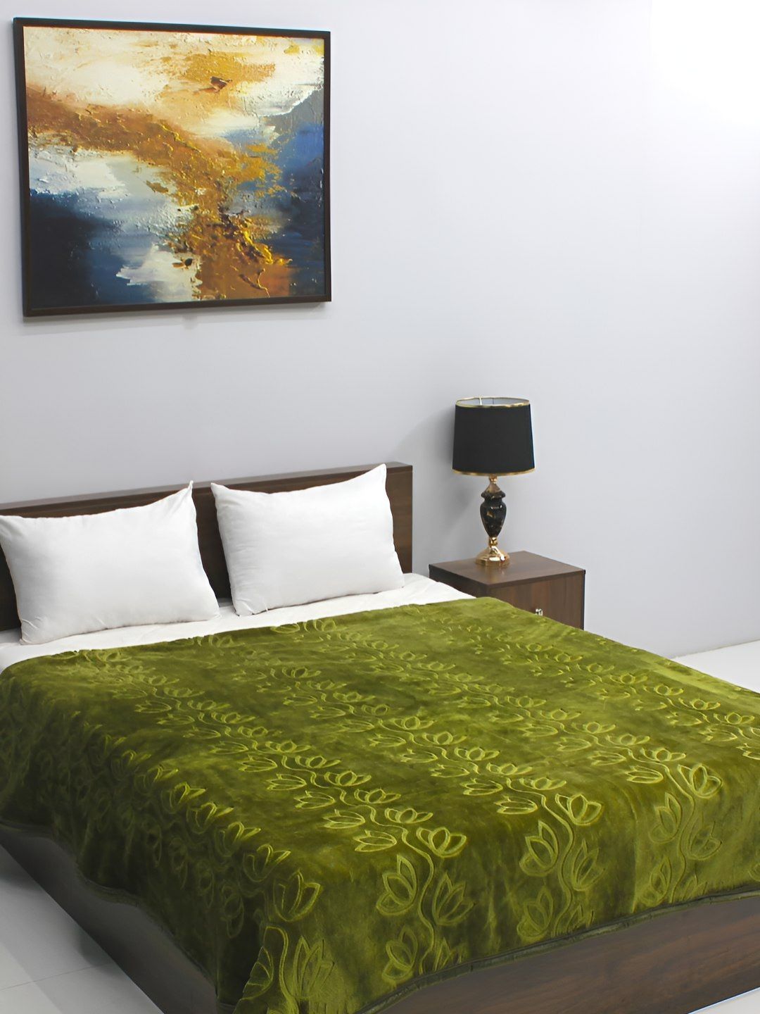 tundwal's tundwal's Green Floral Mink Heavy Winter Double Bed Blanket