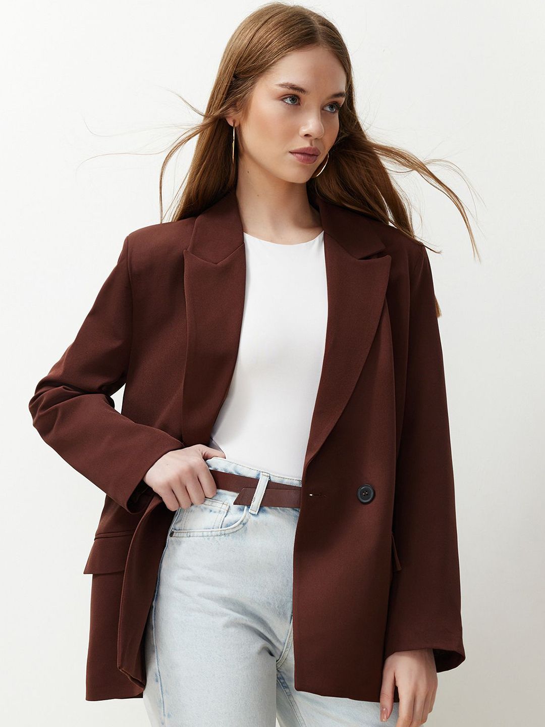Trendyol Notched Lapel Double Breasted Casual Blazer