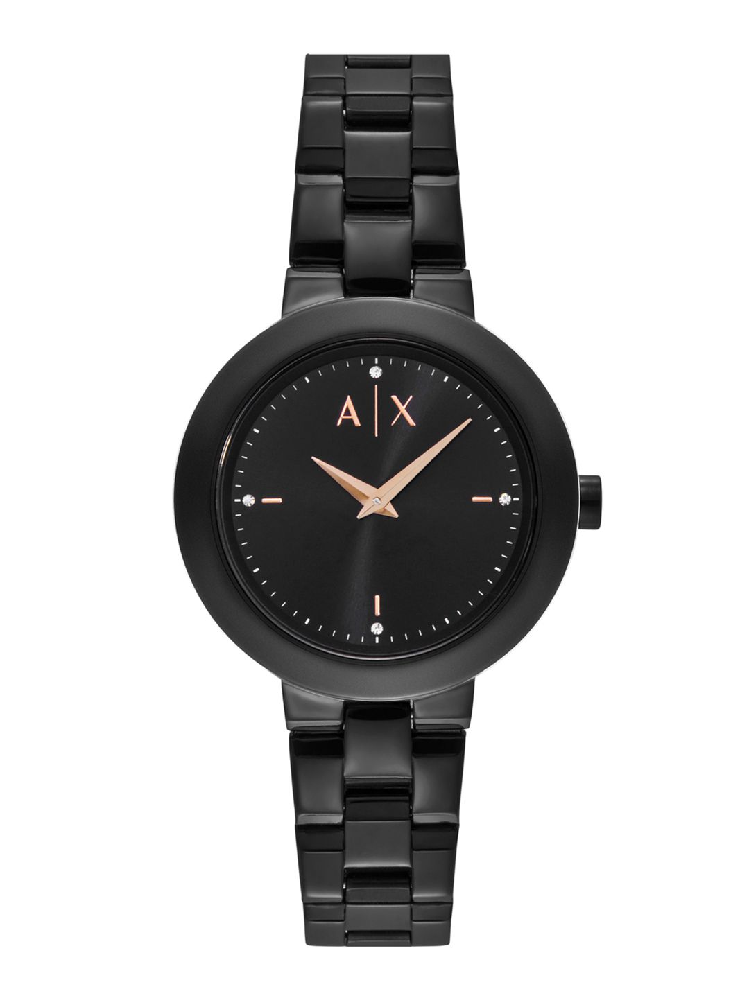 Armani Exchange Armani Exchange Women Embellished Bracelet Style Analogue Watch AX5173I-Black