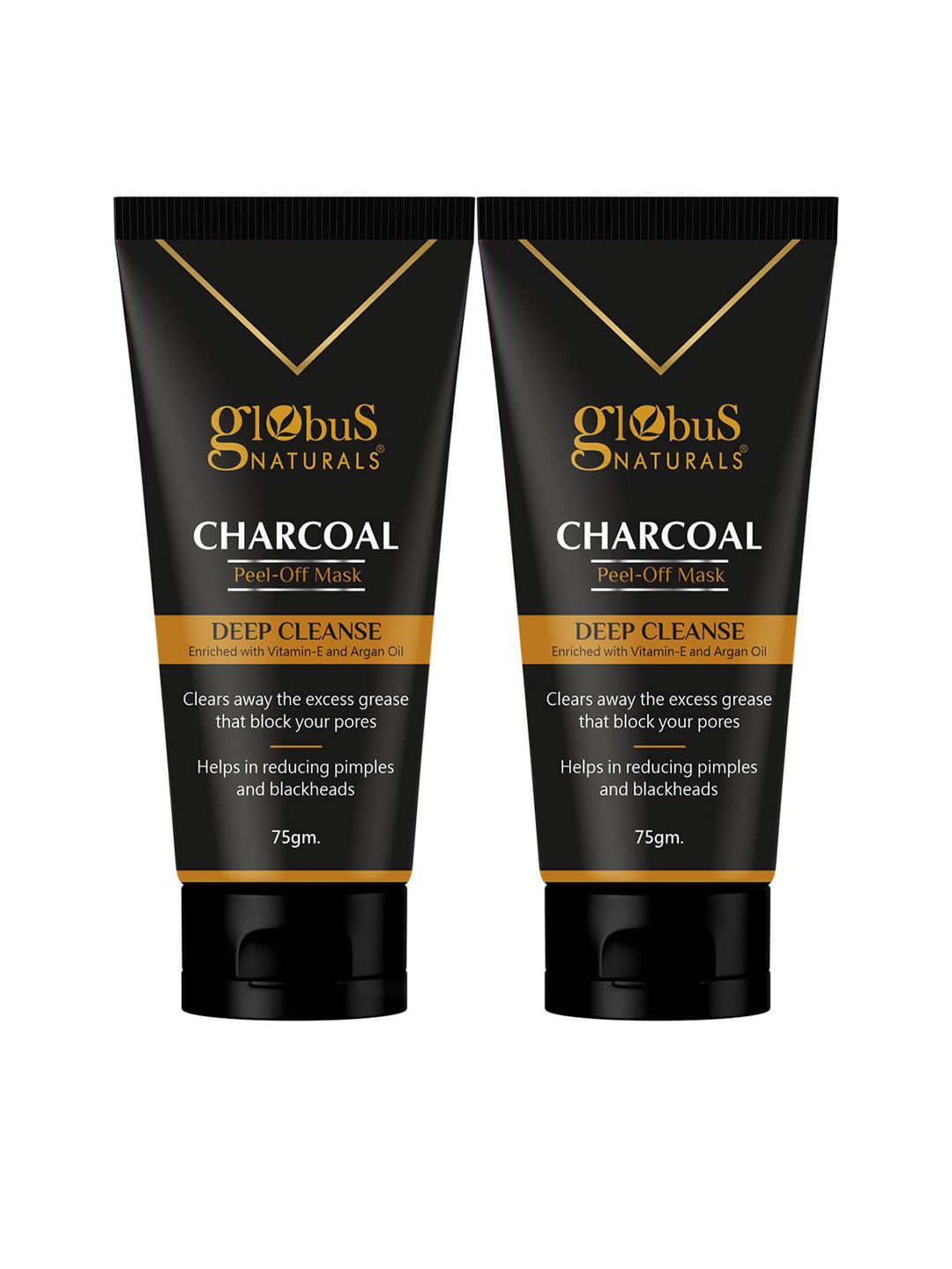 Globus naturals Set Of 2 Charcoal Peel Off Mask-75g Each