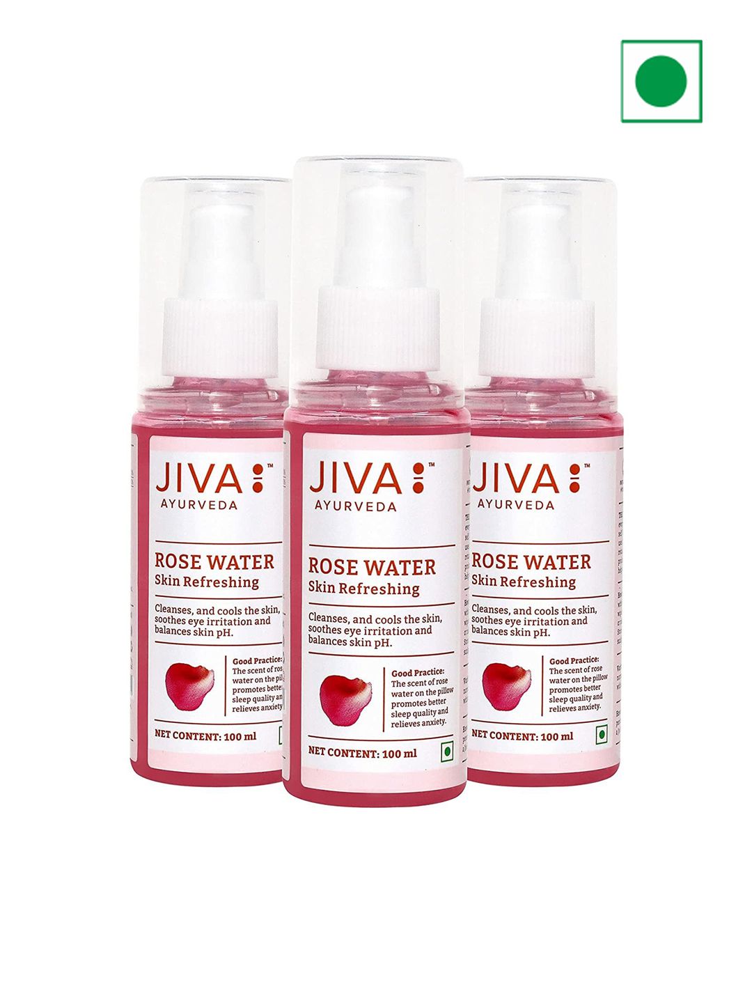 Jiva Set Of 3 Rose Water Skin Refreshing Toner - 100ml Each