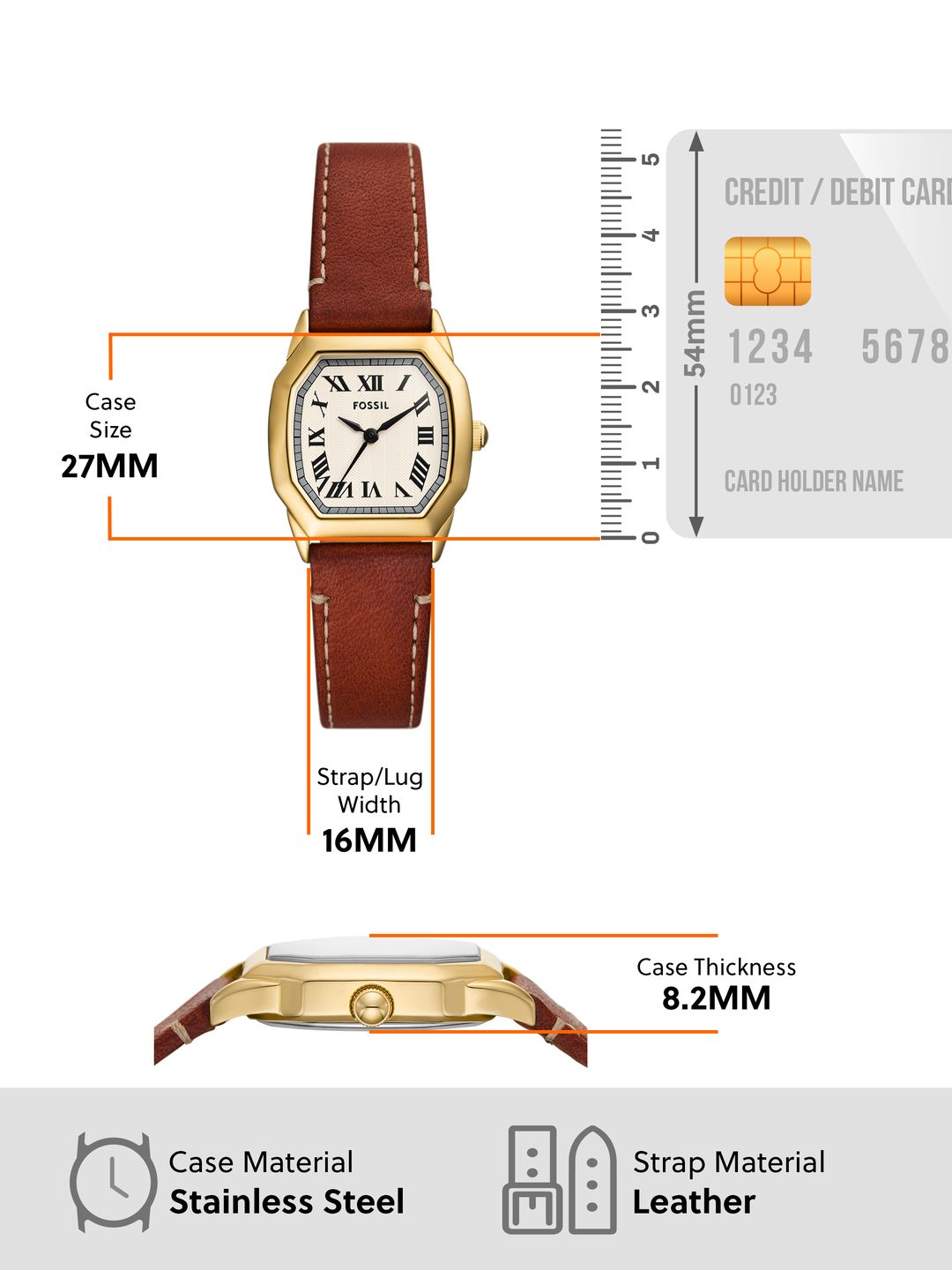 Stainless Steel Dial & Leather Straps Analogue Watch ES5364I-Brown
