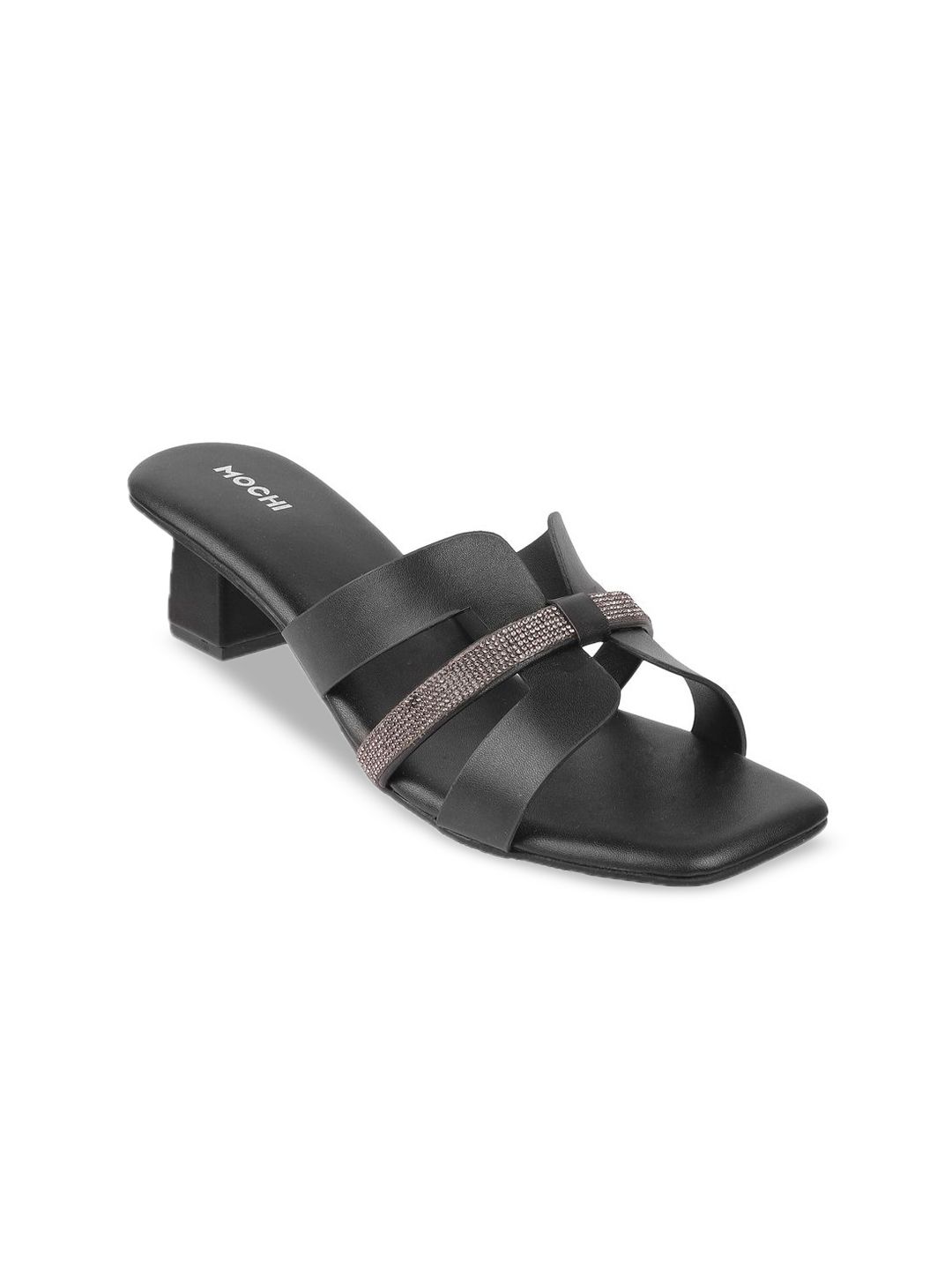 Mochi Textured Block Sandals with Buckles