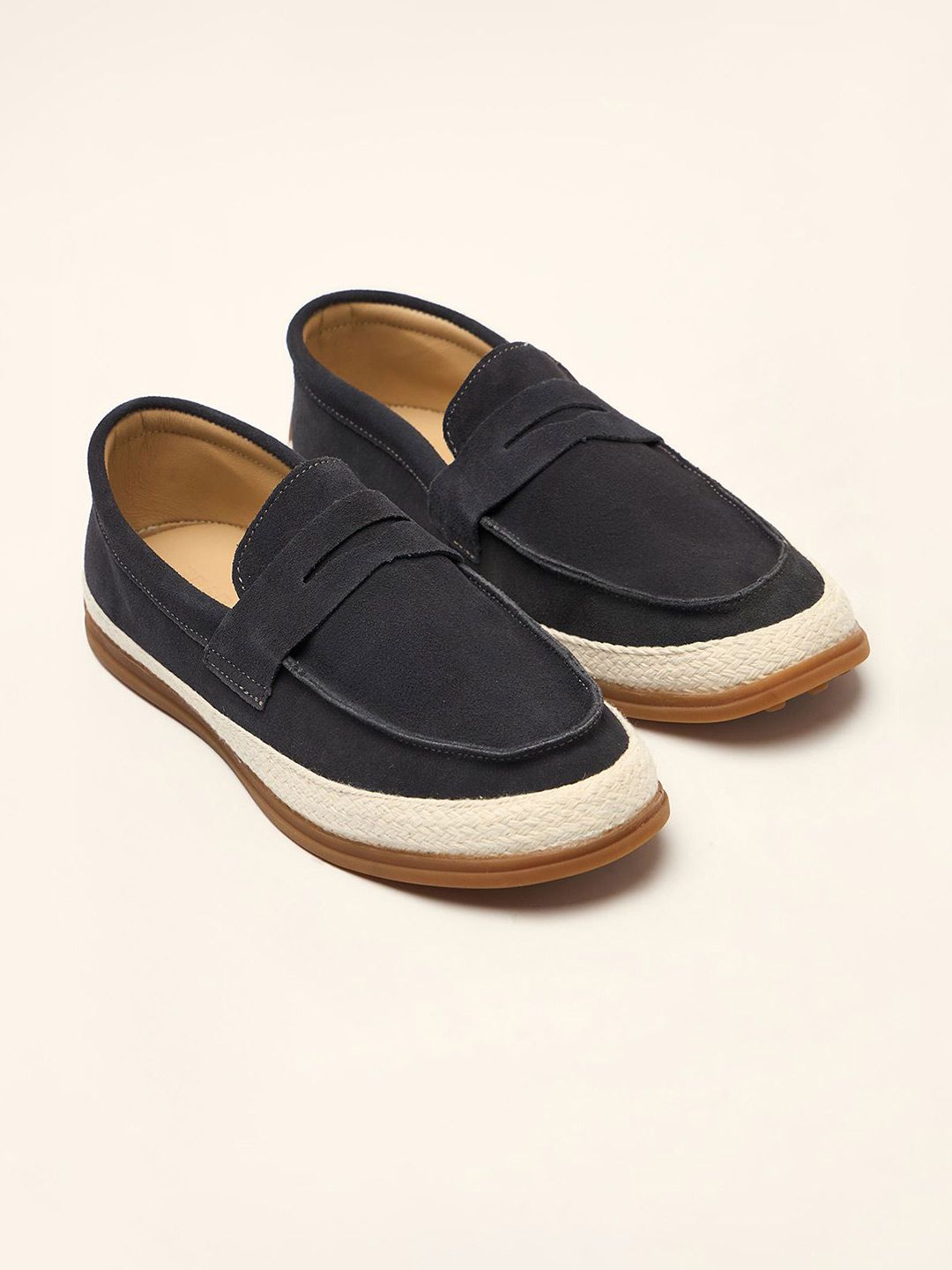 THE BEAR HOUSE Men Suede Loafers Lightweight Round-Toe Slip On Loafers for Casual Wear