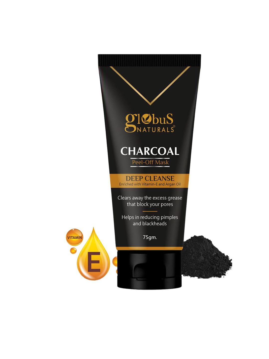 Globus naturals Charcoal Deep Cleanse Peel Off Mask With Vitamin E & Argan Oil-75g