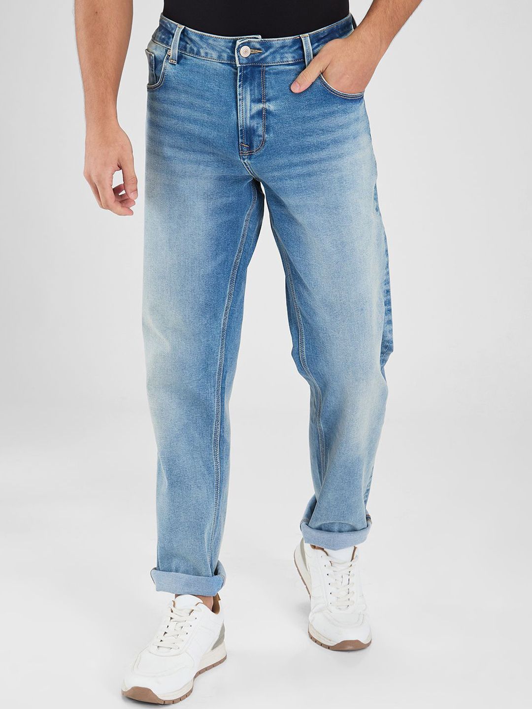 SPYKAR Men Ricardo Fit, Mid Rise Relaxed Fit Light Fade Stretchable Jeans
